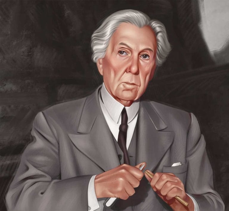 Frank Lloyd Wright (Short Bio & Pictures of Iconic Works) 3 frank lloyd wright portrait