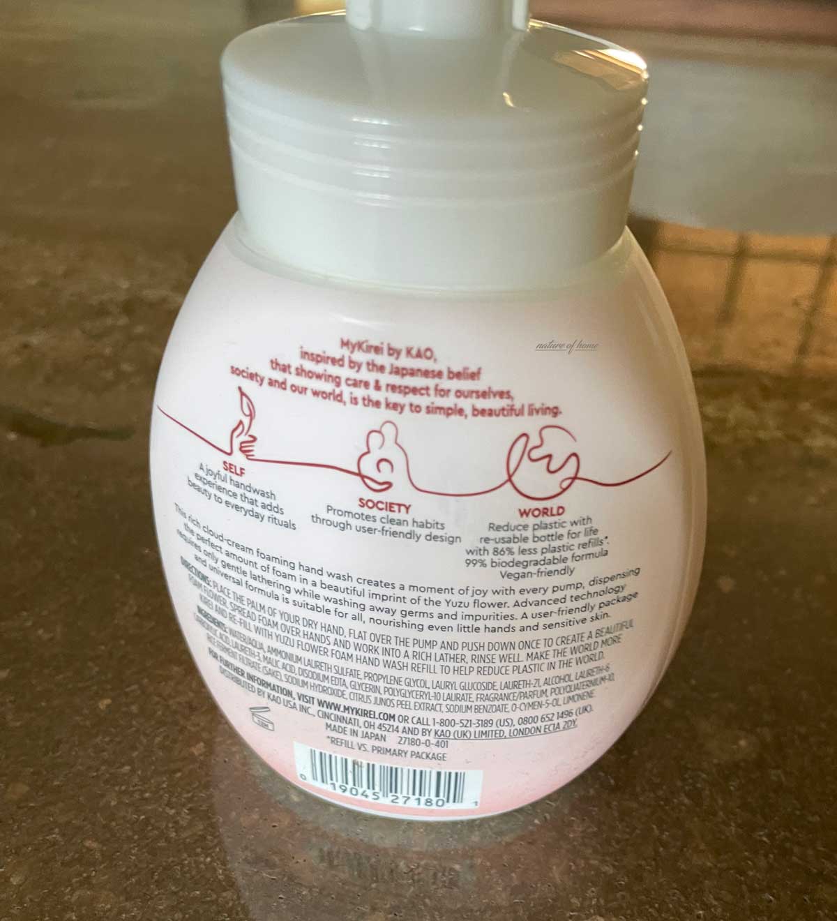 Japanese Flower Stamp Hand Soap: MyKirei- How $18 Soap Became a Viral Sensation 4 MyKirei foaming flower stamp hand wash made in Japan- back label