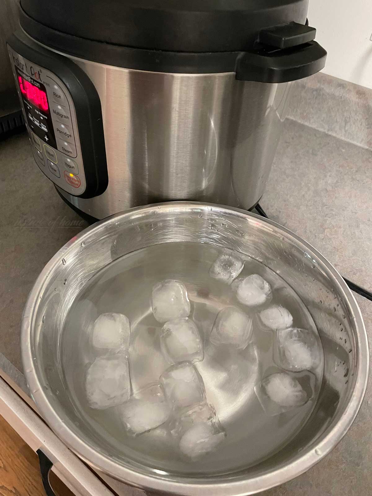 Instant Pot Hard Boiled Eggs (12 Easy Steps for Perfect Results) 5 ice water bowl and instant pot to cool eggs after cooking