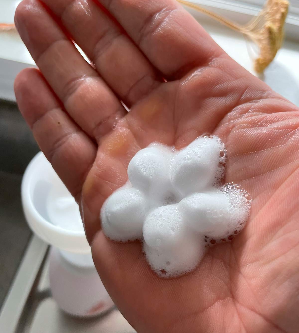 Japanese Flower Stamp Hand Soap: MyKirei- How $18 Soap Became a Viral Sensation 5 flower stamp soap dispensed on hand for update