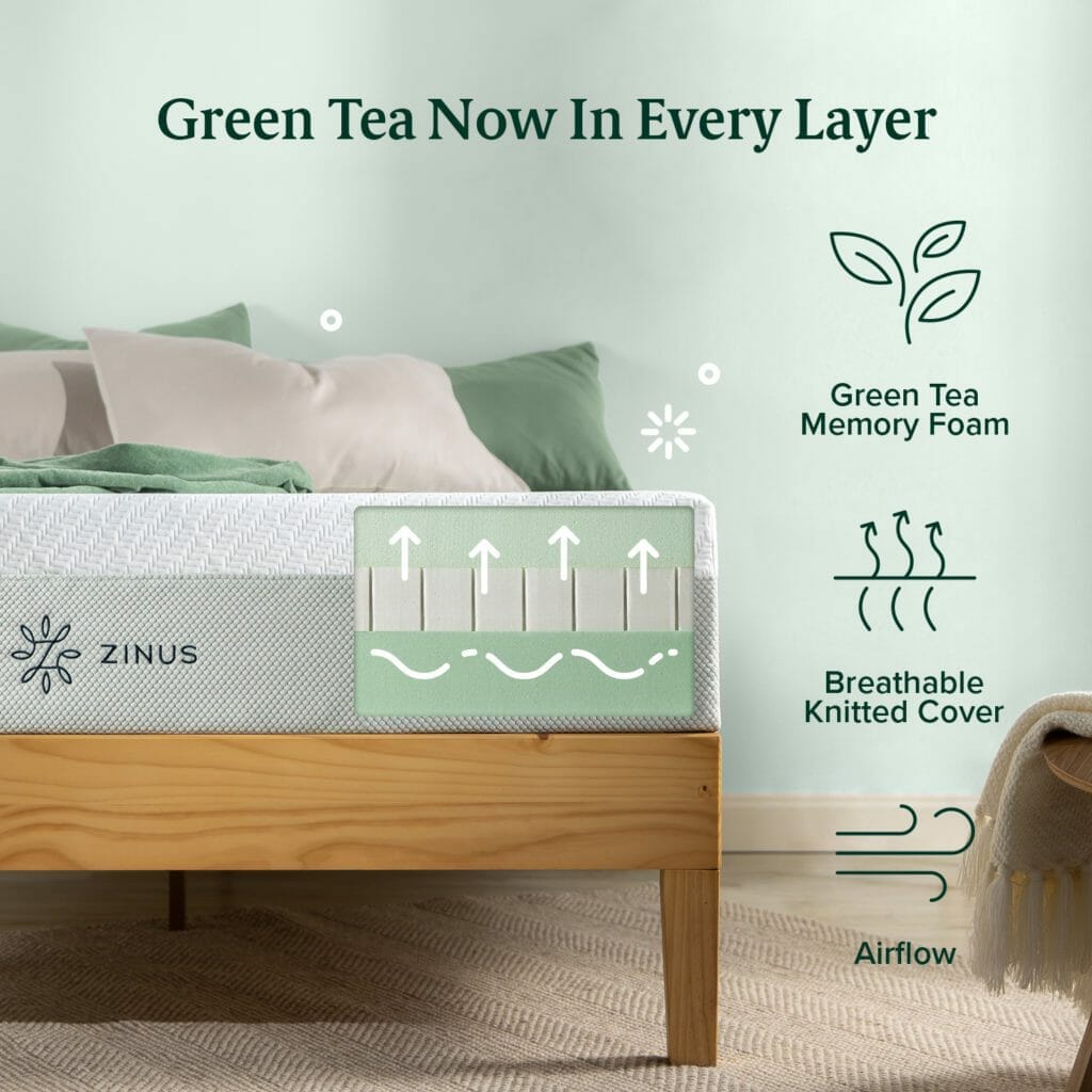 Gift Guide for Restless Sleepers: Sleep Better Than Ever 18 Gift Guide for Restless Sleepers: Sleep Better Than Ever - 12in Green Tea Luxe Memory Foam Mattress