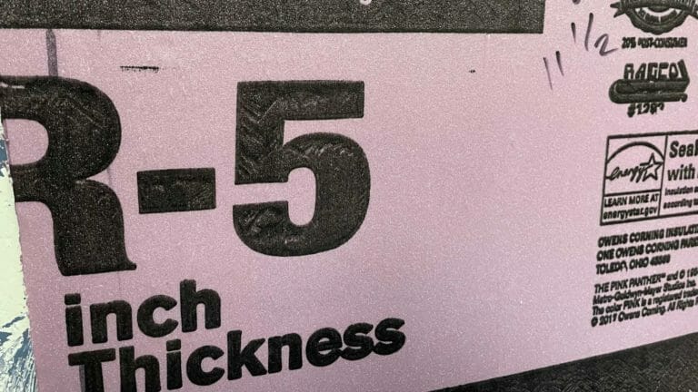What Is R-Value For Insulation? Explained & Myths Debunked 5 showing r-value on pink insulation foam board