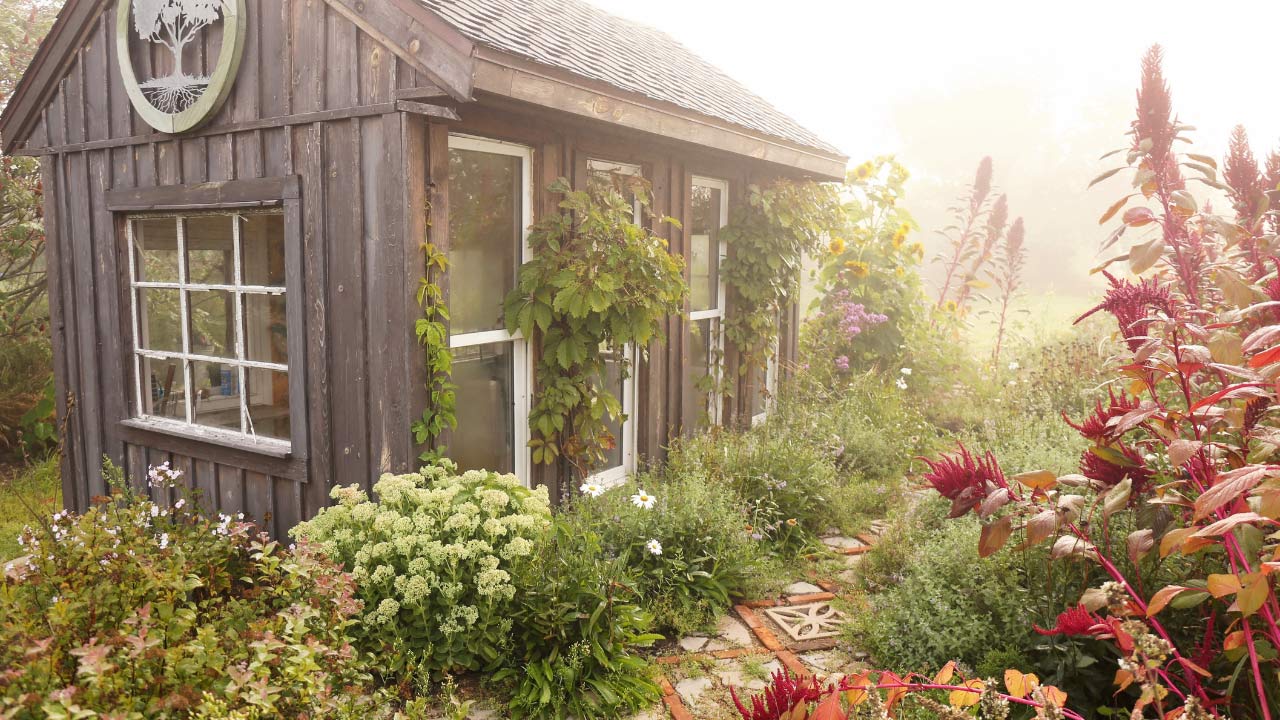 she-shed-ss2127132725 she shed in a garden setting