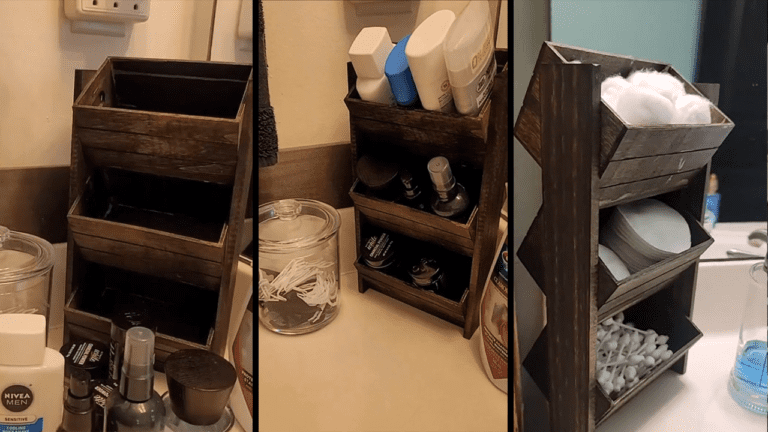 A Woman’s Dollar Tree DIY Stack Organizer Revolutionizes Bathroom Organization! 9 diy stack organizer