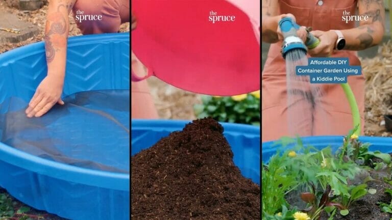 No Garden Space? No Problem- Create a Thriving Garden With a Kiddie Pool Planter 8 diy container garden using a kiddie pool