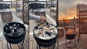Woman’s Cheap DIY Fire Pit Creates a Cozy Deck Space 1 Woman’s Cheap DIY Fire Pit Creates a Cozy Deck Space - diy fire pit