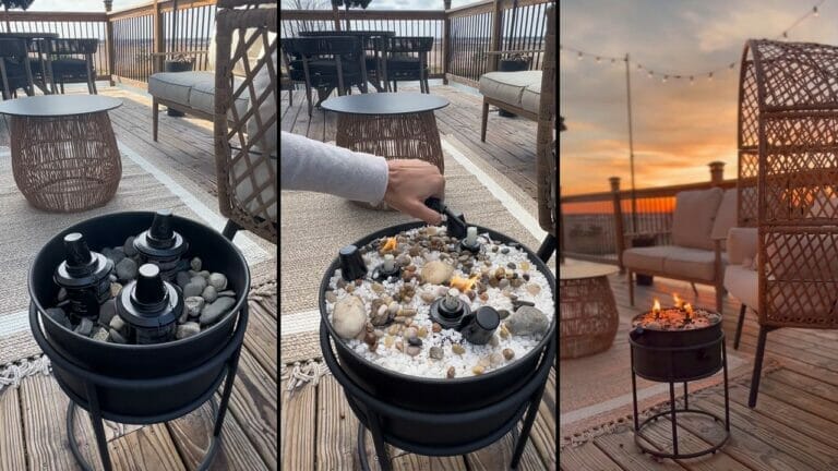 Woman’s Cheap DIY Fire Pit Creates a Cozy Deck Space 8 Woman’s Cheap DIY Fire Pit Creates a Cozy Deck Space - diy fire pit