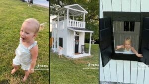 Dad Turns Old Playground Into Stunning Dream House for 2-Year-Old Daughter: Witness Her Adorable Reaction 1 Dad Turns Old Playground Into Stunning Dream House for 2-Year-Old Daughter: Witness Her Adorable Reaction - kid playhouse