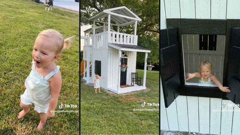 Dad Turns Old Playground Into Stunning Dream House for 2-Year-Old Daughter: Witness Her Adorable Reaction 1 Dad Turns Old Playground Into Stunning Dream House for 2-Year-Old Daughter: Witness Her Adorable Reaction - kid playhouse