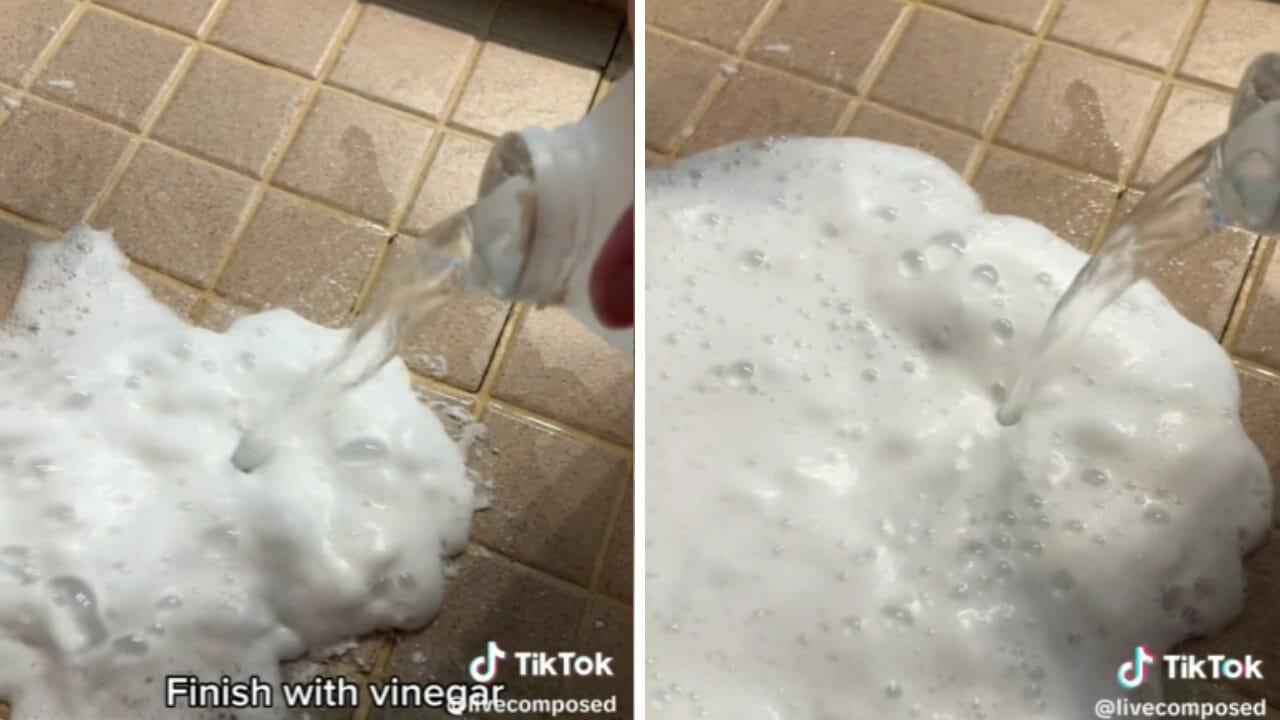 How to Unclog a Shower Drain with a Simple Hack: Dish Soap, Baking Soda & Vinegar 5 cleaning a shower drain with vinegar