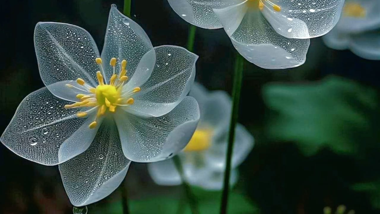 skeleton flower in rain