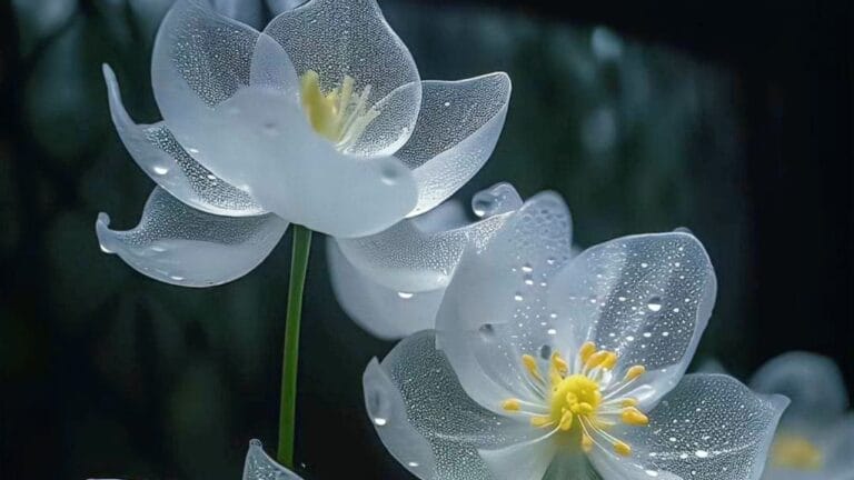 From White to WOW: The Magical Wild Flower that Turns Translucent 1 skeleton flower in rain