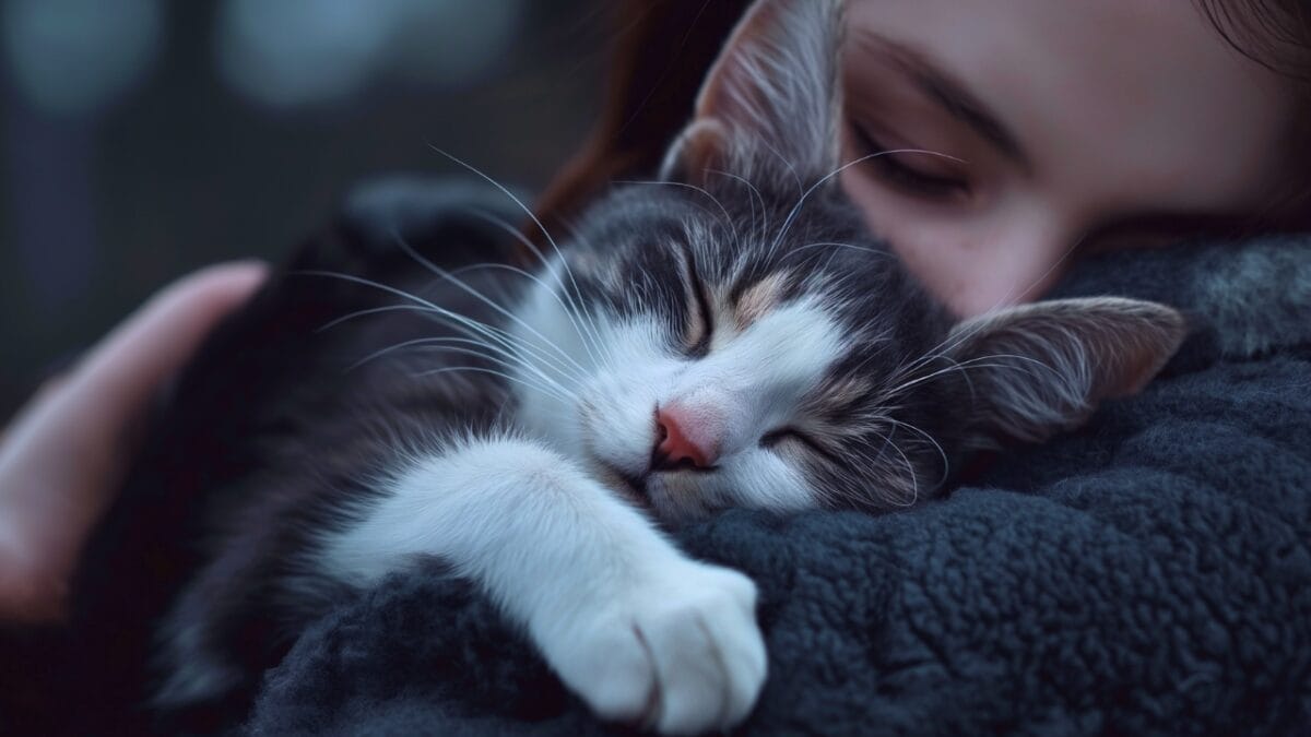 Cat’s Intuition: Offering Comfort & Companionship in Times of Loss 4 Cat’s Intuition: Offering Comfort & Companionship in Times of Loss - Realistic shot Cat giving physical Comfort mj