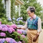 When & How to Fertilize Hydrangeas for the Best Blooms 16 When & How to Fertilize Hydrangeas for the Best Blooms - old woman smiling hydrangea flowers dp701802798