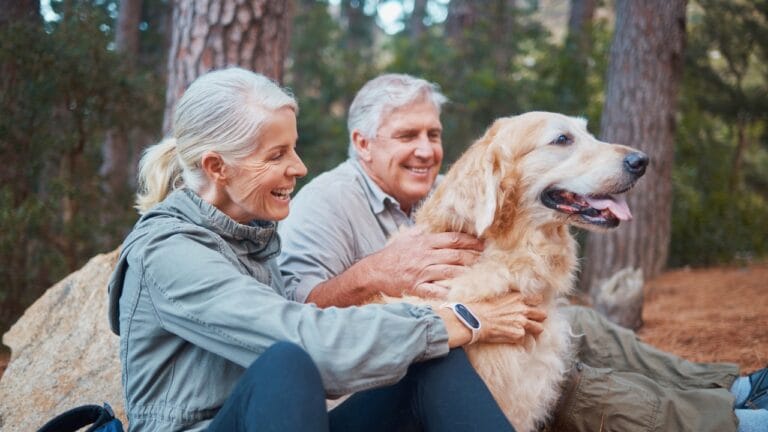 Best Companions for the Trail: 6 Dogs That Love Hiking 3 Best Companions for the Trail: 6 Dogs That Love Hiking - senior couple hiking with golden retriever ss2282044021