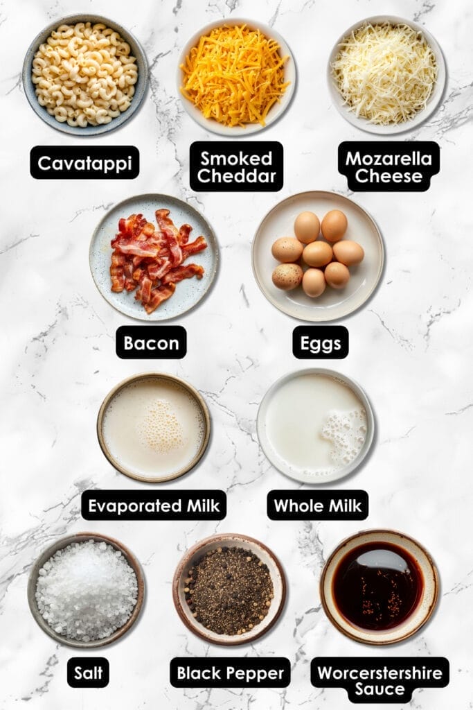 A Rich, Creamy Slow Cooker Bacon Macaroni & Cheese Recipe That’ll Make You Forget About Boxed Mac 3 A Rich, Creamy Slow Cooker Bacon Macaroni & Cheese Recipe That’ll Make You Forget About Boxed Mac - Bacon Macaroni and Cheese ingredients