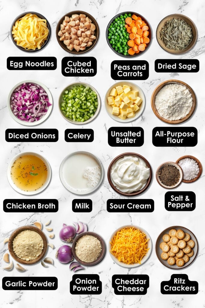 All-Natural Chicken Noodle Casserole: No Canned Soup Required 3 All-Natural Chicken Noodle Casserole: No Canned Soup Required - Chicken Noodle Casserole ingredients