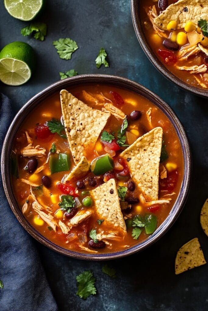 Effortless Slow-Cooker Chicken Tortilla Soup Recipe - Chicken Tortilla Soup pin 1