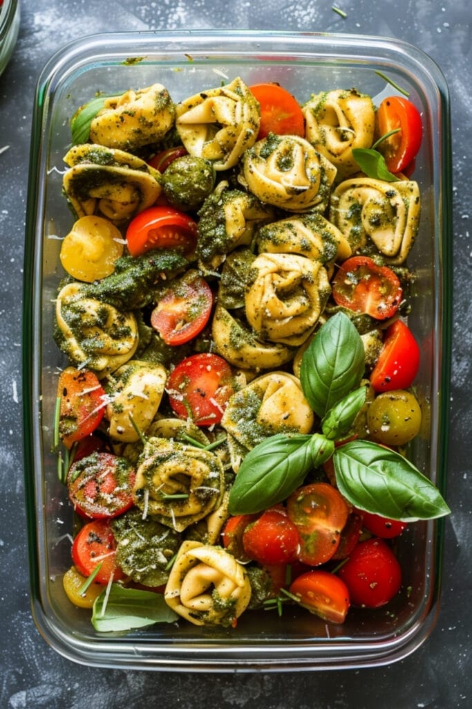 This Pesto Chicken Tortellini & Veggies Dish is So Easy, You’ll Never Order Takeout Again 2 This Pesto Chicken Tortellini & Veggies Dish is So Easy, You’ll Never Order Takeout Again - Chicken Tortellini and Veggies Recipe