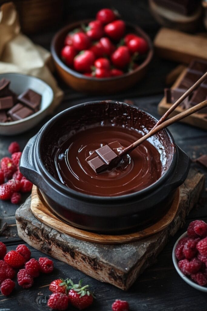 How to Create the Ultimate Chocolate Fondue Experience at Home Using a Slow Cooker - Chocolate Fondue pin