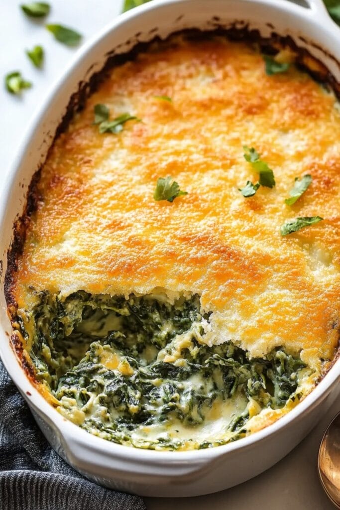 Creamy Spinach Casserole Crowned as a New Potluck Favorite 2 Creamy Spinach Casserole Crowned as a New Potluck Favorite - Creamy Spinach Casserole pin