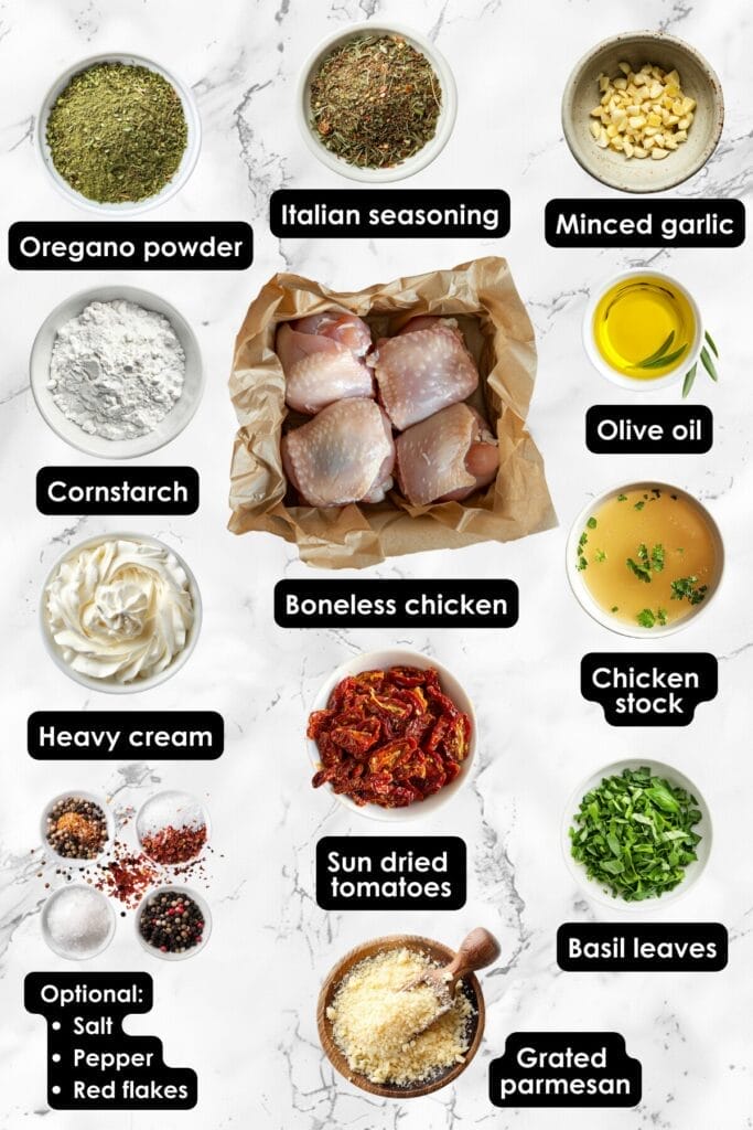 This Creamy Chicken & Sun-Dried Tomatoes Recipe Is About to Be Your New Favorite Weeknight Dish 3 This Creamy Chicken & Sun-Dried Tomatoes Recipe Is About to Be Your New Favorite Weeknight Dish - Creamy Chicken Ingredients