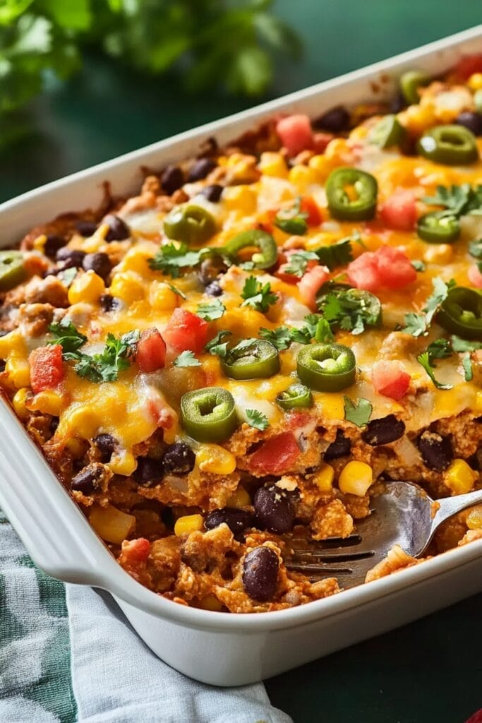 Easy Mexican Casserole Recipe Packed with Flavor 2 Easy Mexican Casserole Recipe Packed with Flavor - Easy Mexican Casserole pin