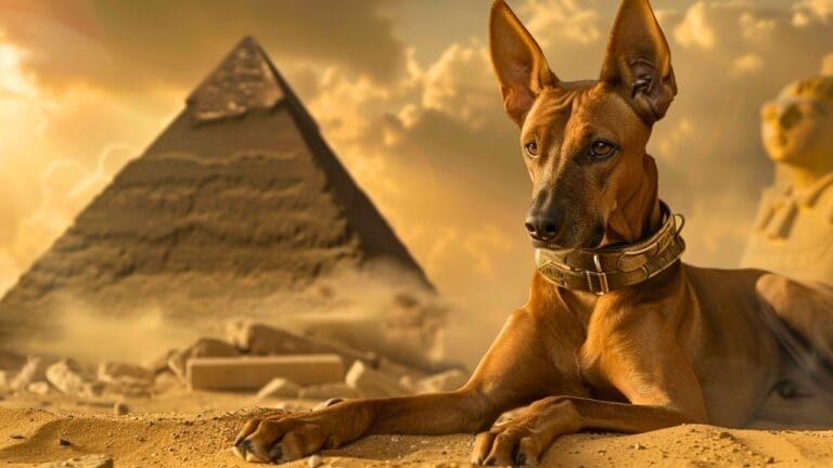 Guardians of the Pharaohs: 6 Dogs of Ancient Egypt - Egyptian Pharaoh Hound with a pyramid