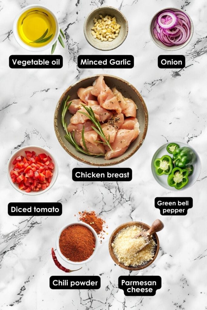 Spice Up Your Dinner Game with the Garlic Chili Chicken & Peppers Skillet 3 Spice Up Your Dinner Game with the Garlic Chili Chicken & Peppers Skillet - Garlic Chili Chicken And Pepper Ingredients