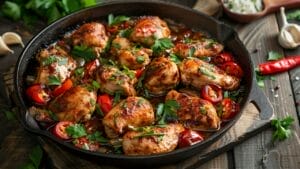 Spice Up Your Dinner Game with the Garlic Chili Chicken & Peppers Skillet 1 Spice Up Your Dinner Game with the Garlic Chili Chicken & Peppers Skillet - Garlic Chili Chicken Skillet Ai