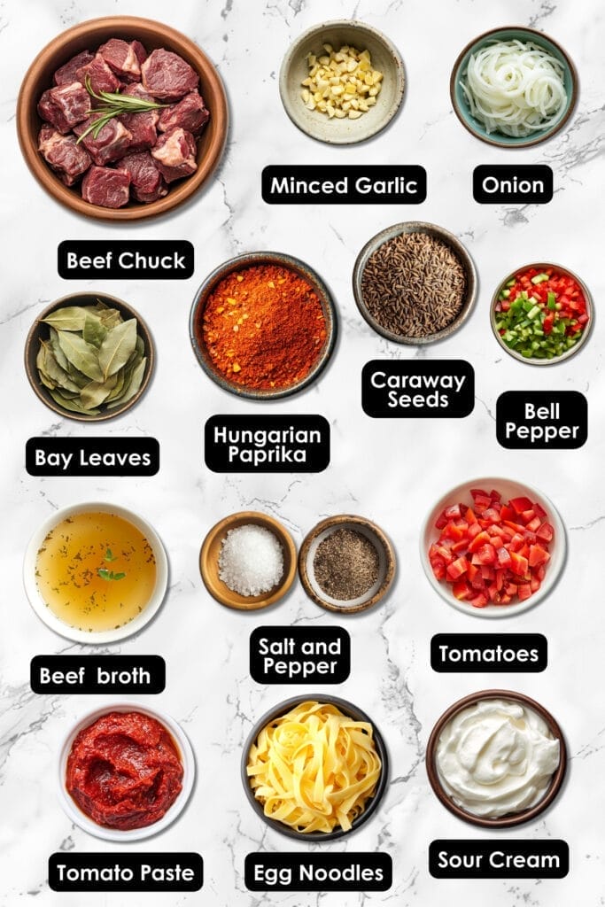 Savor the Heritage of the Slow Cooker Hungarian Goulash - Hungarian Goulash ingredients