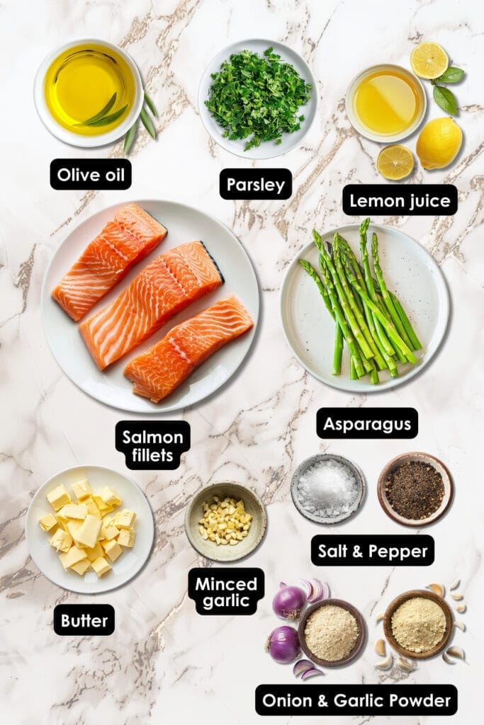 For a Quick, Flavorful Dinner, Try Keto Salmon with Asparagus 3 For a Quick, Flavorful Dinner, Try Keto Salmon with Asparagus - Keto Salmon and Asparagus Ingredients