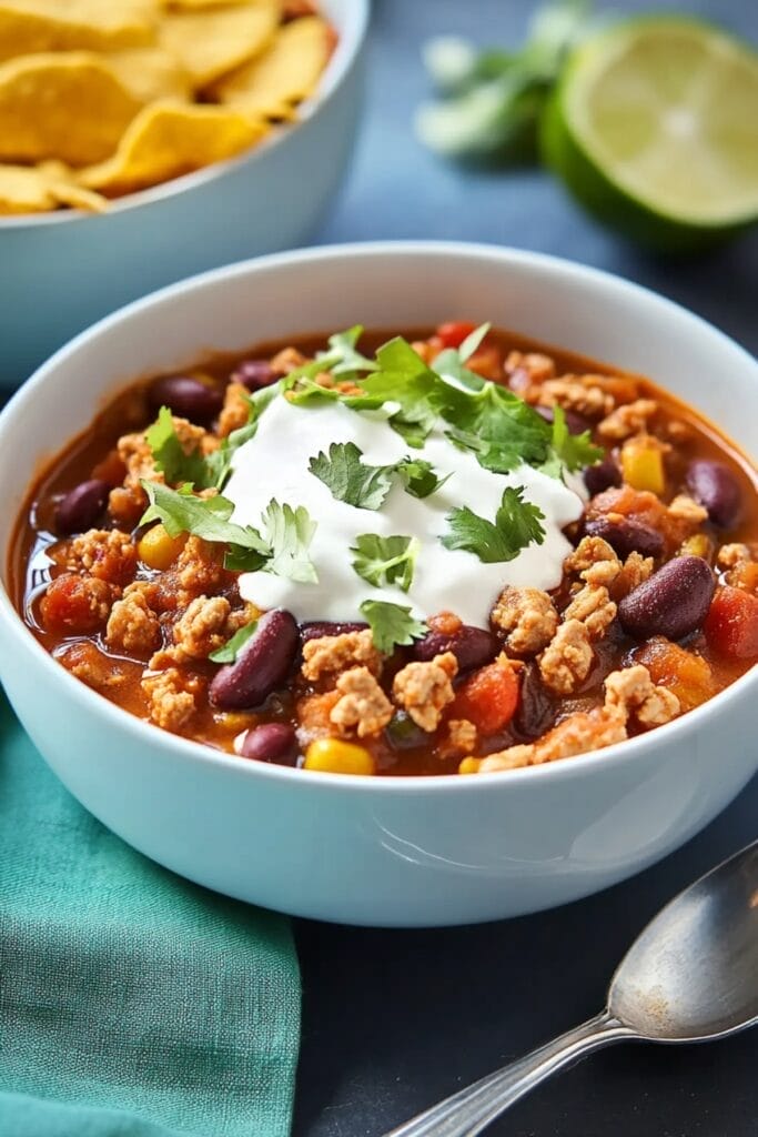 Laura's Quick Slow Cooker Turkey Chili Recipe Is Rich, Delicious & Hearty - Lauras Quick Slow Cooker Turkey Chili pin