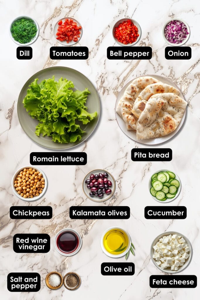 These Mediterranean Chopped Salad Pitas are the Lunch Crowd Pleasers That'll Leave You Wanting More 3 These Mediterranean Chopped Salad Pitas are the Lunch Crowd Pleasers That'll Leave You Wanting More - Mediterranean Chopped Salad Ingredients