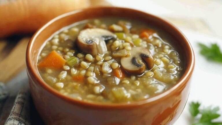 Hearty Crockpot Mushroom, Barley & Lentil Soup for Fall & Winter - Mushroom Barley and Lentil Soup