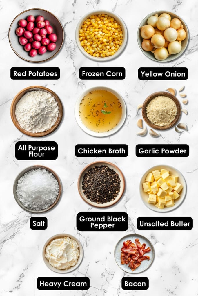 Cozy Up with This Creamy Slow Cooker Potato & Corn Chowder 3 Cozy Up with This Creamy Slow Cooker Potato & Corn Chowder - Potato and Corn Chowder ingredients