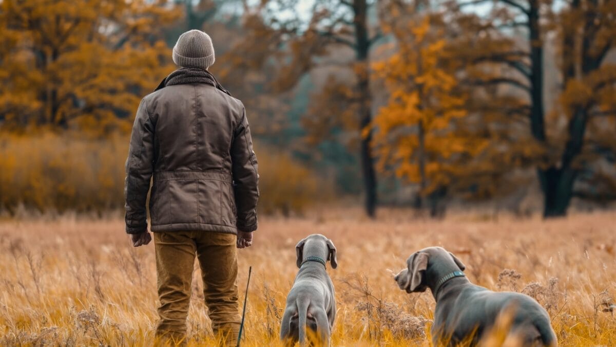 The Weimaraner's Rise to Fame: 10 Facts Behind the 2024 Crufts Victor - Realistic shot Weimaraner Dogs being trained by its owner mj