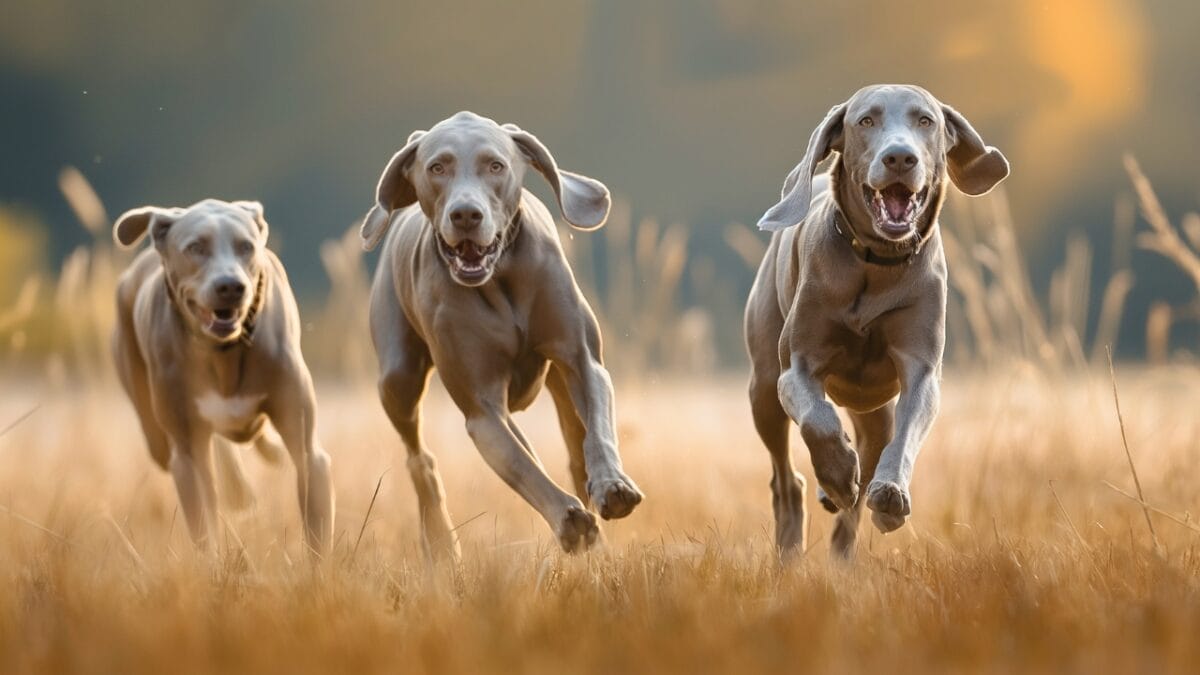 The Weimaraner's Rise to Fame: 10 Facts Behind the 2024 Crufts Victor 9 The Weimaraner's Rise to Fame: 10 Facts Behind the 2024 Crufts Victor - Realistic shot Weimaraner Dogs running in the field mj