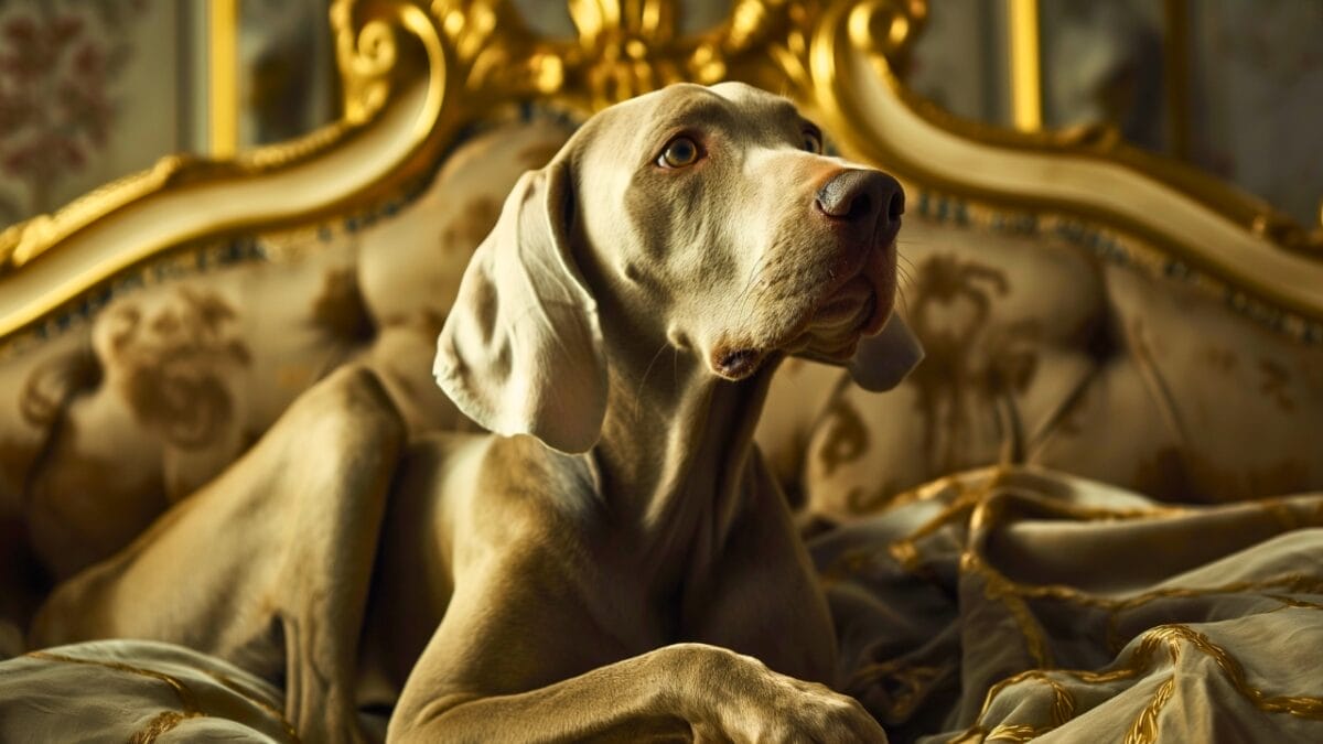 The Weimaraner's Rise to Fame: 10 Facts Behind the 2024 Crufts Victor - Realistic shot Weimaraner as a royal mj