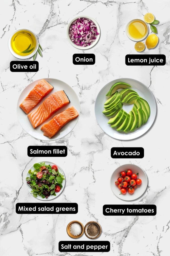 A Fresh Take on Healthy Eating with Salmon Avocado Salad Recipe 3 A Fresh Take on Healthy Eating with Salmon Avocado Salad Recipe - Salmon Avocado Salad Ingredients