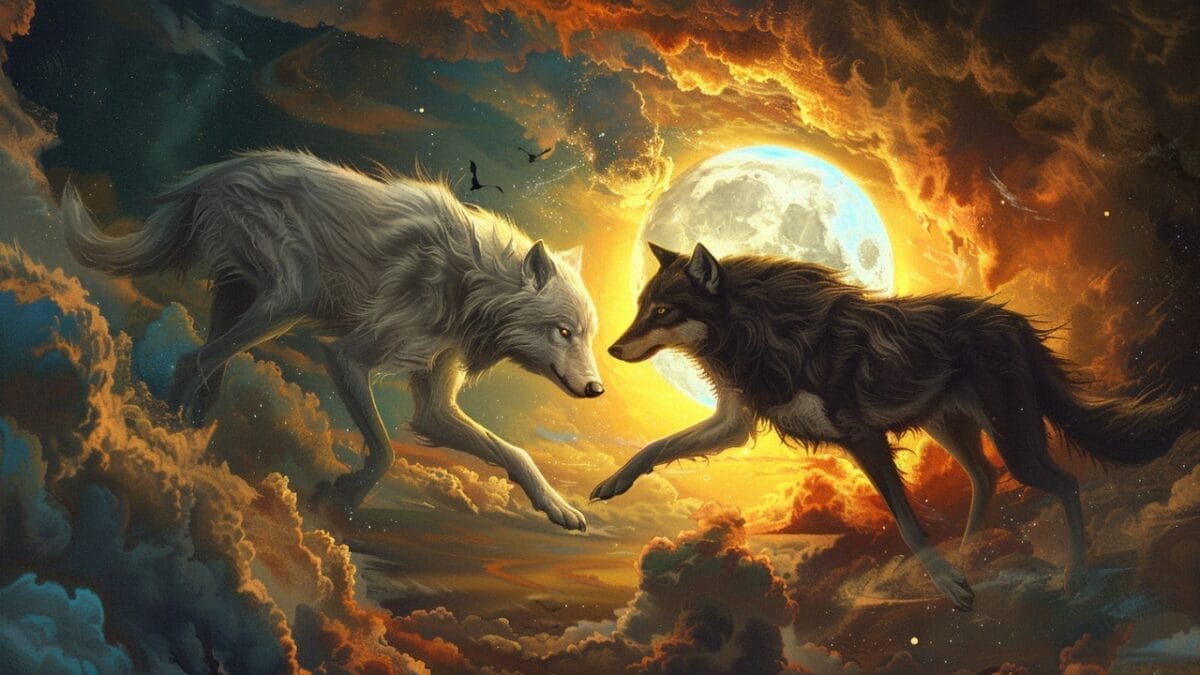 25 Legendary Animals of Norse Mythology - Skoll and Hati Wolves Ai