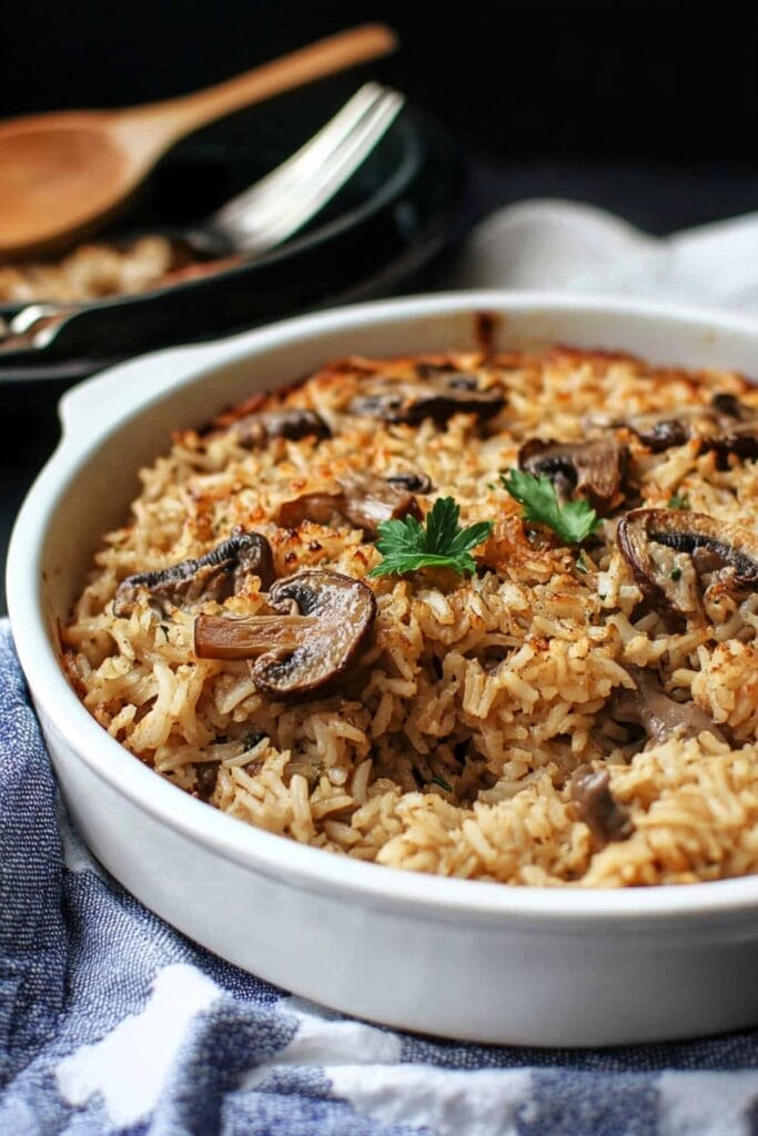 One-Pot Vegan Mushroom Rice Casserole for Busy Nights - Vegan Mushroom Rice Casserole pin