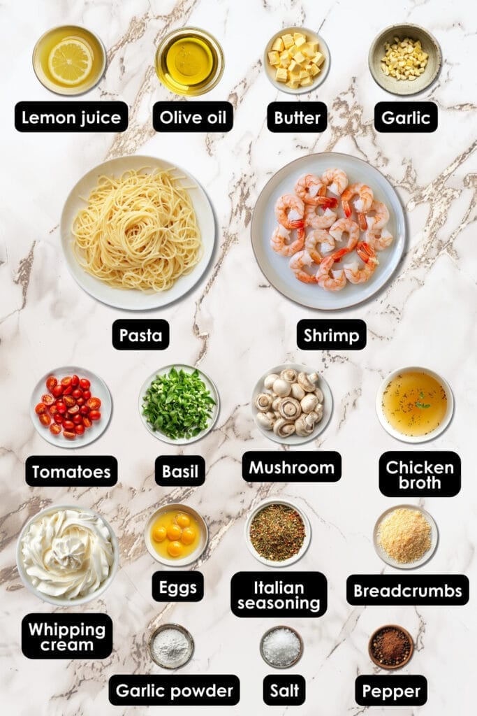 A Cheesecake Factory Favorite: Bistro Shrimp Pasta, But at Home: Copycat Recipe 3 A Cheesecake Factory Favorite: Bistro Shrimp Pasta, But at Home: Copycat Recipe - bistro shrimp pasta ingredients
