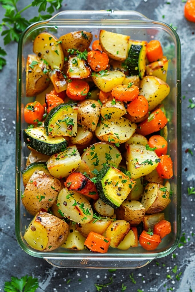 Perfectly Savory Garlic Herb Roasted Veggies Recipe Everyone Will Love - garlic herb roasted potatoes carrots and zucchini recipe