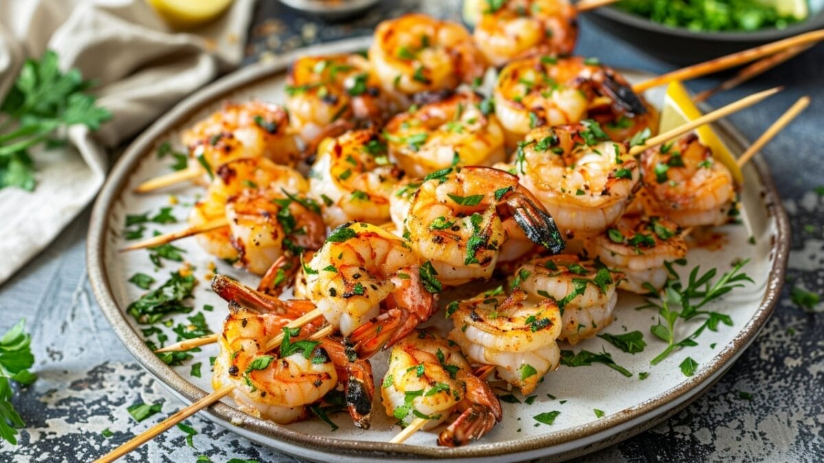 15 Healthy Summer Dinner Recipes That You Can Whip Up in a Jiffy - grilled shrimp skewers with zesty marinade ai