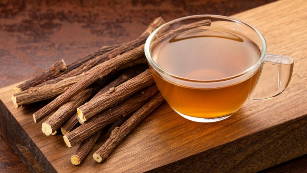 14 Energizing Coffee Alternatives to Jumpstart Your Day 15 14 Energizing Coffee Alternatives to Jumpstart Your Day - licorice root tea on wood ss2262574471