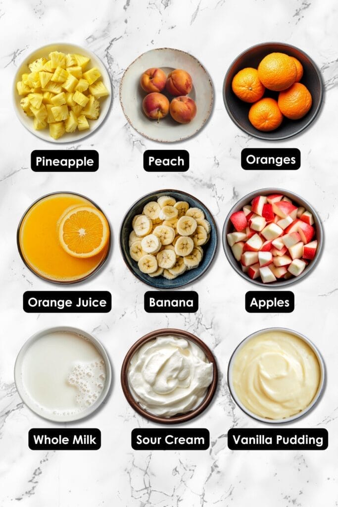 Nostalgic Aunt Marion's Fruit Salad Dessert Makes a Comeback 3 Nostalgic Aunt Marion's Fruit Salad Dessert Makes a Comeback - Aunt Marions Fruit Salad Dessert ingredients