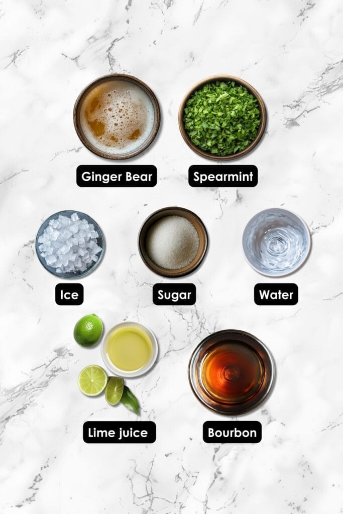 Ginger Mint Julep Recipe: A Refreshing Twist on a Classic Cocktail 3 Ginger Mint Julep Recipe: A Refreshing Twist on a Classic Cocktail - Ginger Mint Julep ingredients