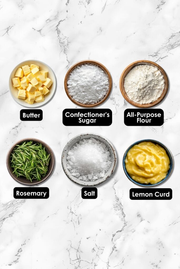 Rosemary-Lemon Shortbread Recipe: Sophisticated Cookies Made Easy 3 Rosemary-Lemon Shortbread Recipe: Sophisticated Cookies Made Easy - Rosemary Lemon Shortbread Sandwich Cookies ingredients