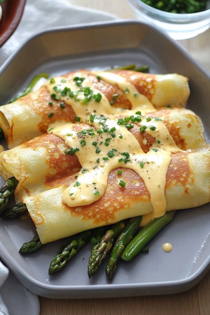 Elevate Your Weekend with This Irresistible Asparagus Crepes Recipe 2 Elevate Your Weekend with This Irresistible Asparagus Crepes Recipe - Savory Asparagus Crepes pin